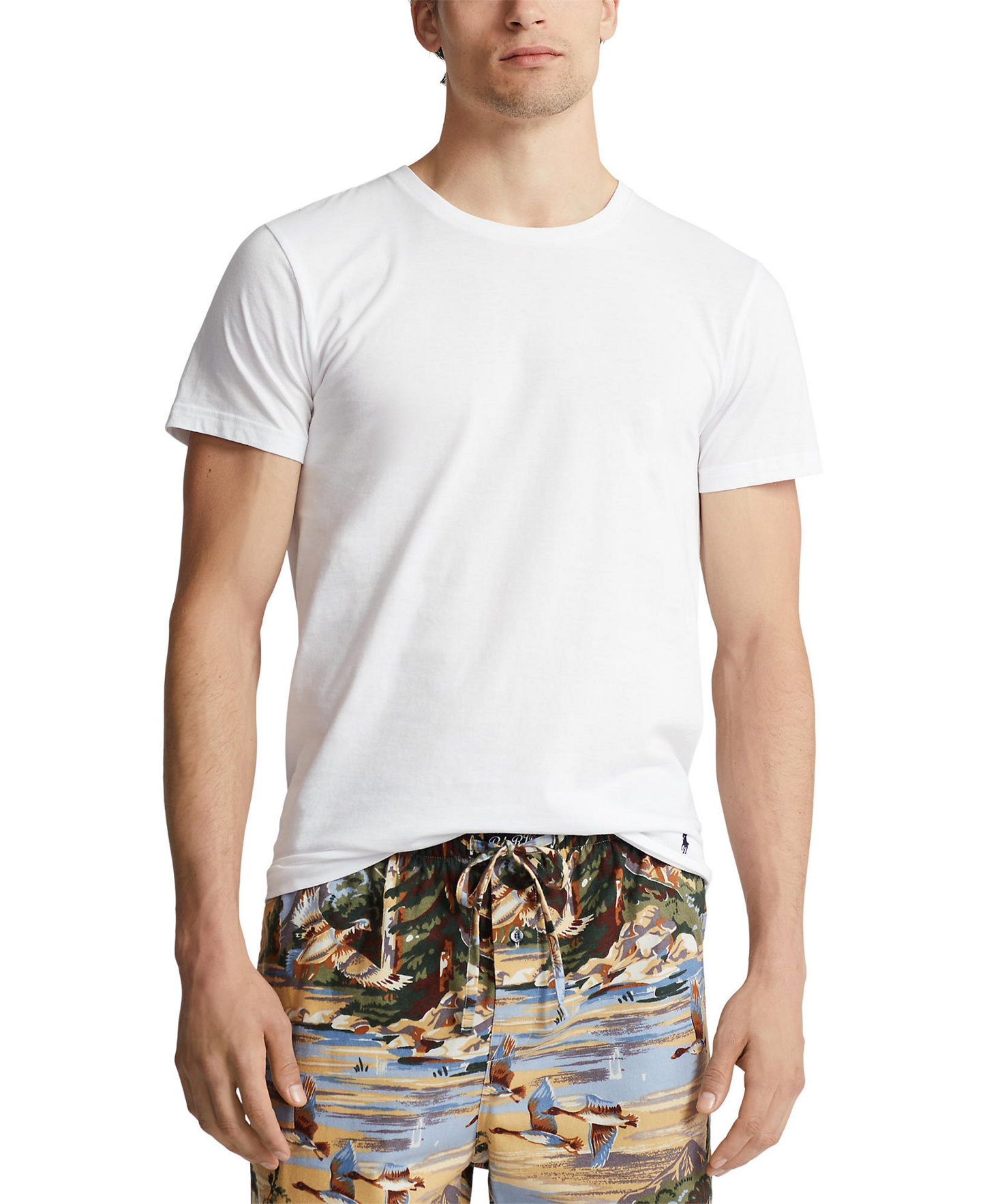 Polo Ralph Lauren Men's 5+1 Free Bonus Pack Classic-Fit Cotton Jersey Crewneck Undershirts - White With Cruise Navy Pp