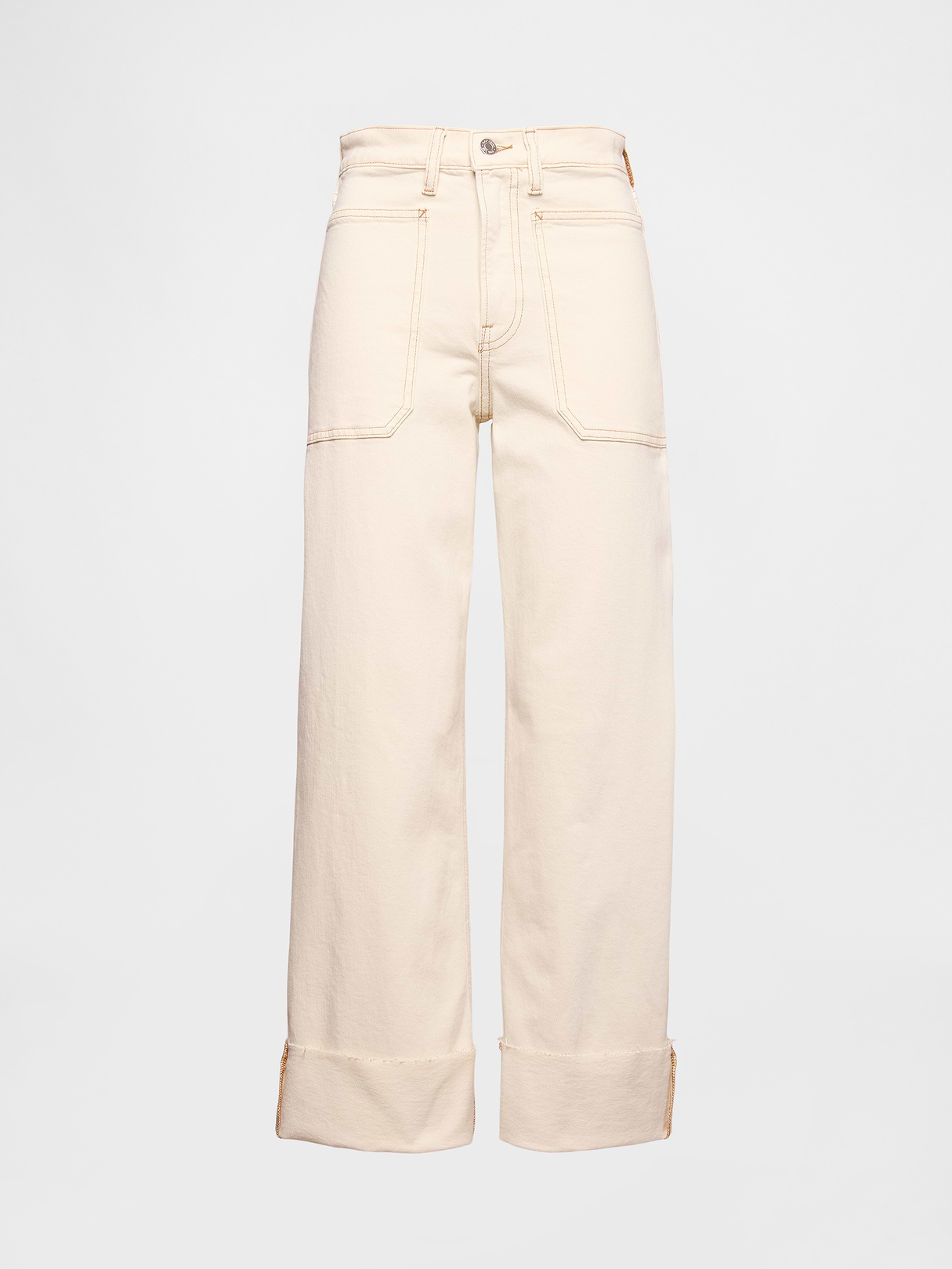 High Rise Stride Wide-Leg Ankle Jeans - Beach bebble beige