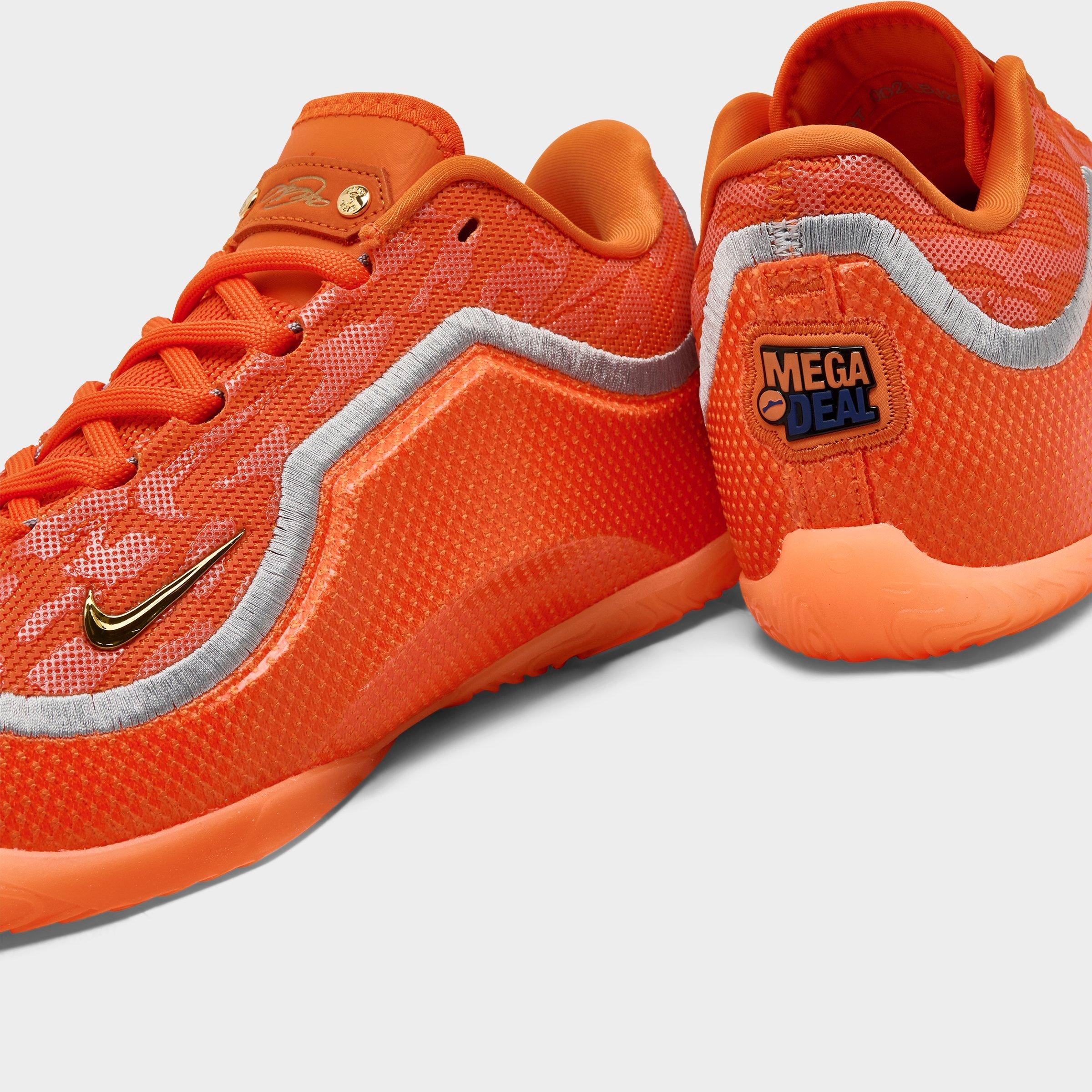 Big Kids' Nithtke LeBron 23 Basketball Shoes - Safety Orange/Wolf Grey/Metallic Gold - Detail shot