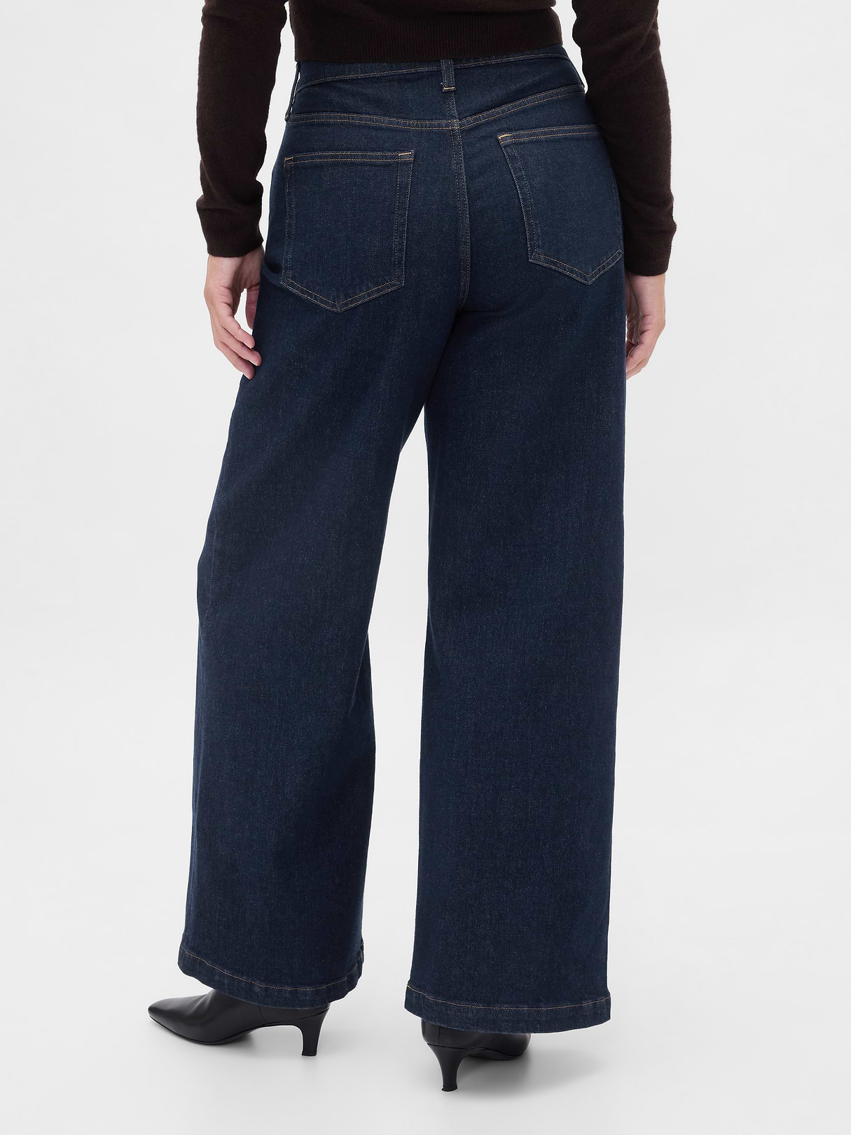 High Rise Stride Cuffed Wide-Leg Jeans - Dark blue indigo