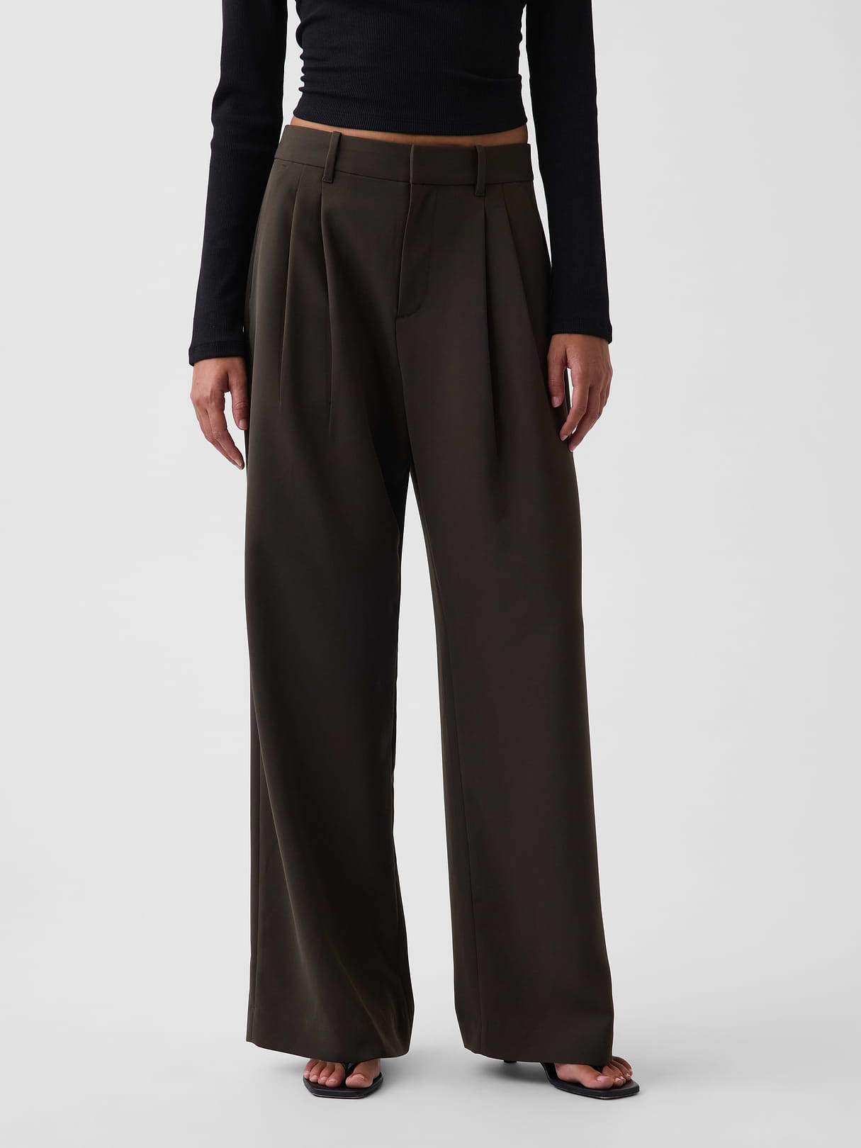 365 High Rise Pleated Trousers - Deep woods green