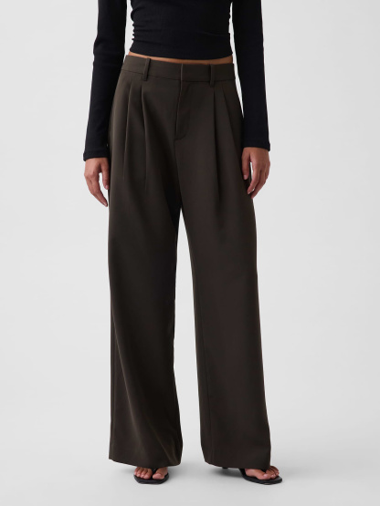365 High Rise Pleated Trousers - Deep woods green