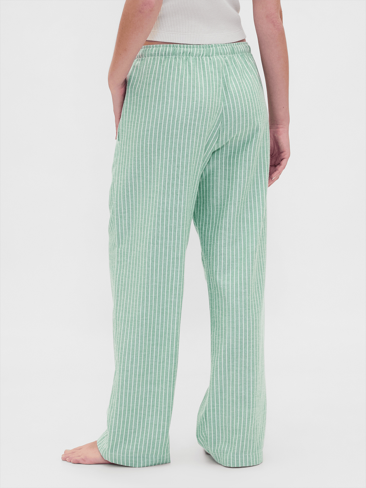 Adult Softest Flannel PJ Pants - Green & white stripe