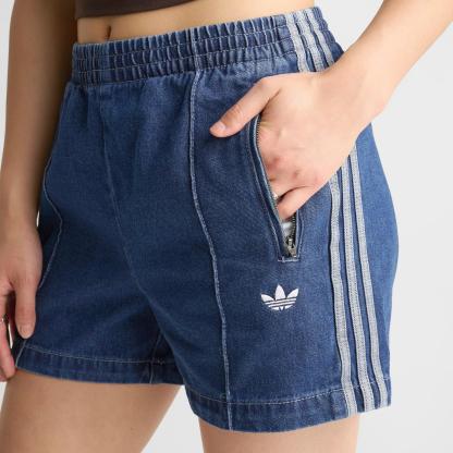Women's adidas Originals adicolor Firebird Denim Shorts - Indigo Denim - view 5