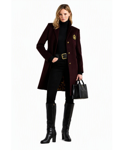 Lauren Ralph Lauren Women's Single-Breasted Peacoat - PINOT NOIR
