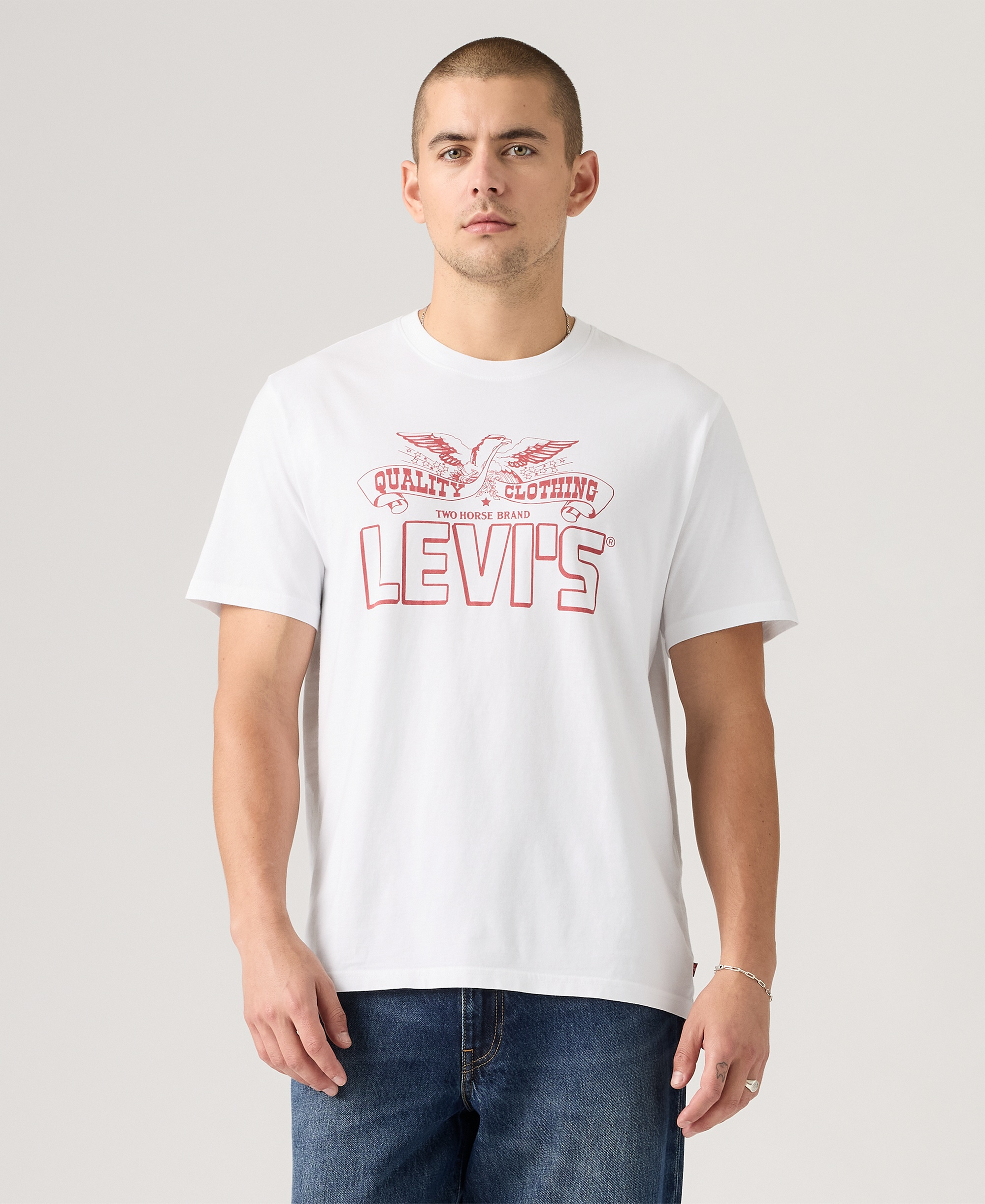 Levi's Men's Classic Short-Sleeve Graphic Crewneck T-Shirt - Eagle White
