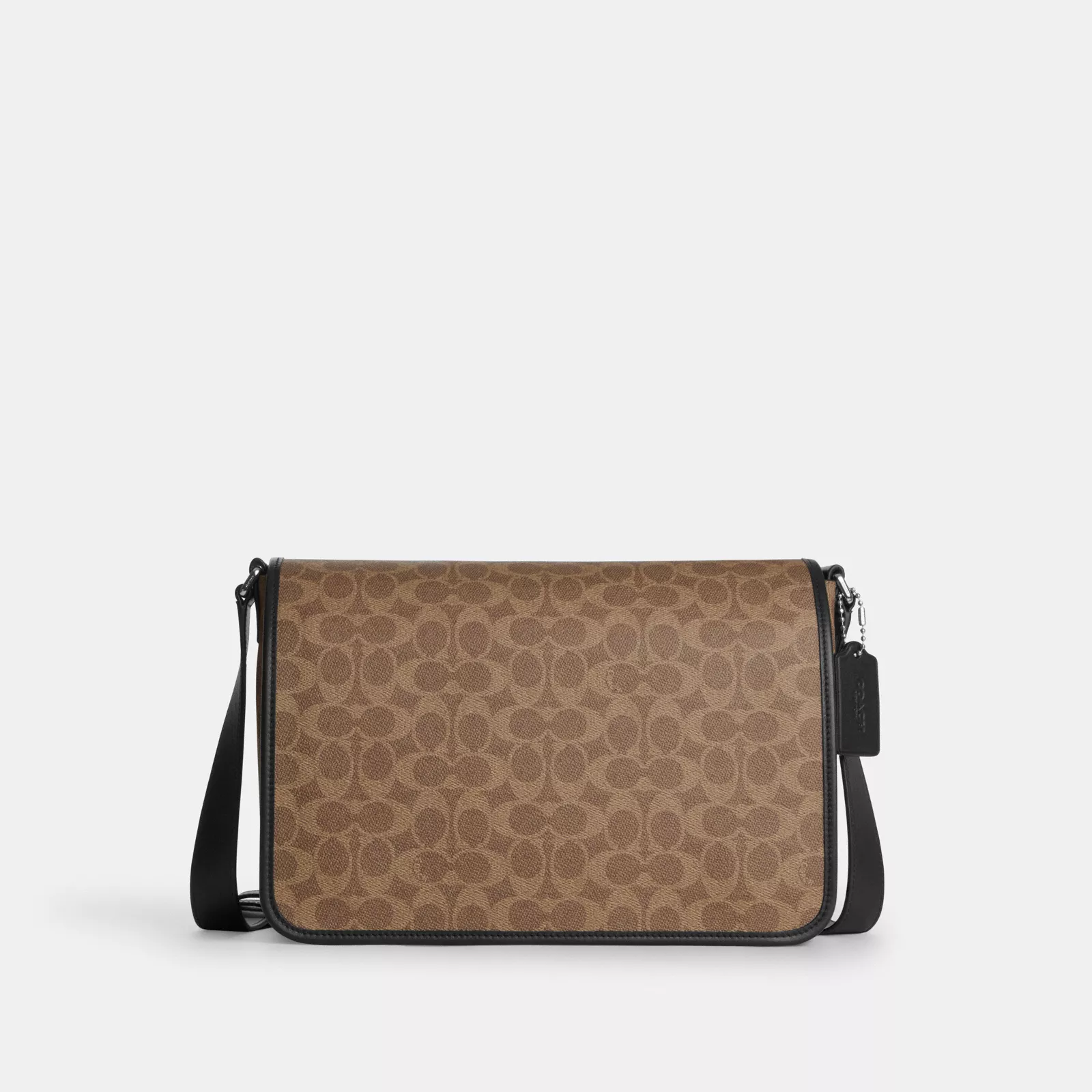 Colby Messenger Bag 32 In Signature Canvas - Silver/Tan Black