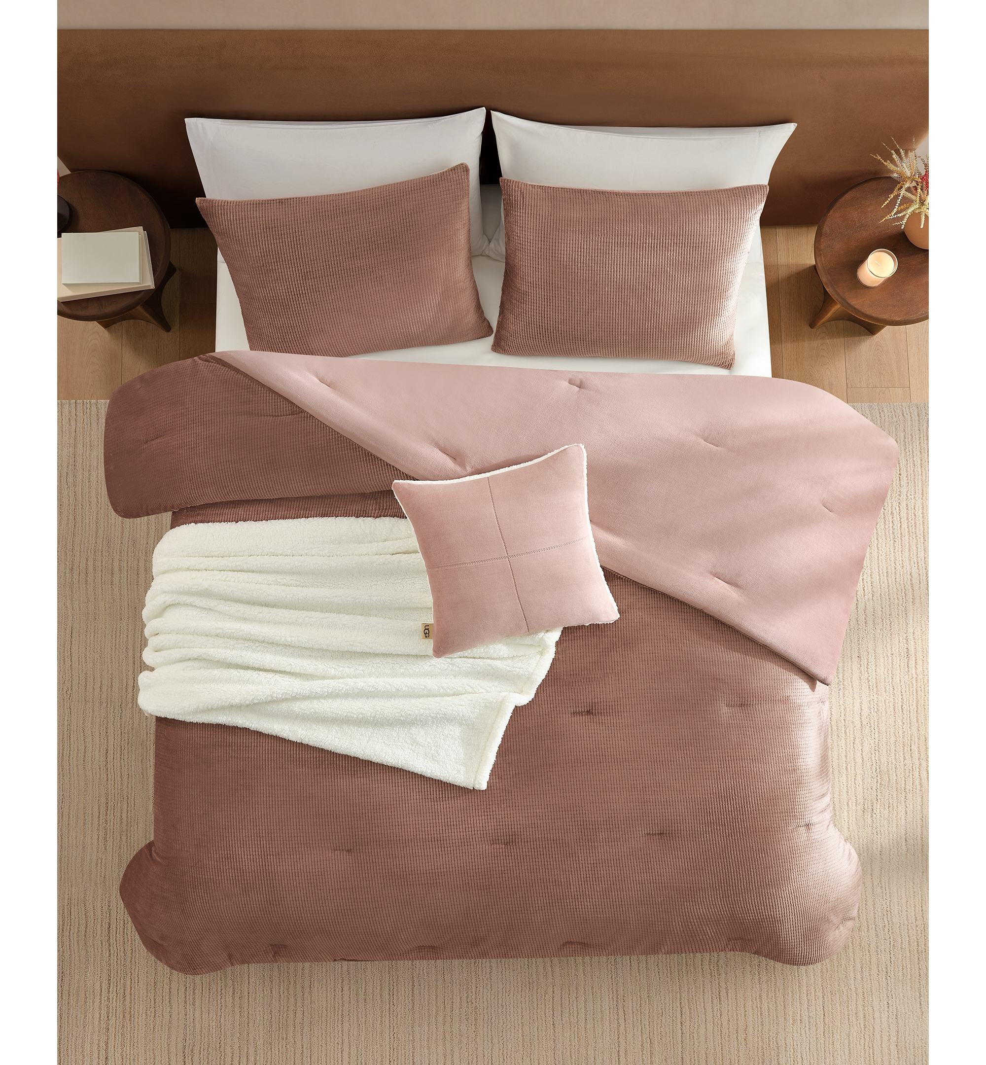 UGG® Brody Reversible Comforter Sets - Rosewood