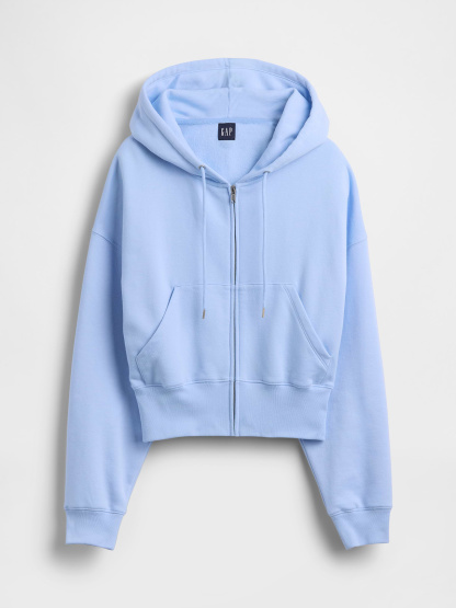 VintageSoft Wedge Zip Hoodie - Cerulean blue