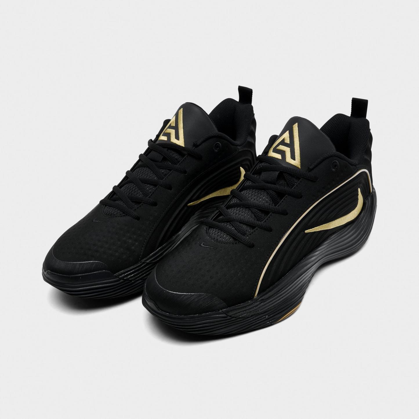 Men's Nithtke Giannis Immortality 5 Basketball Shoes - Part 1 - Black/Gum Light Brown/Volt/Metallic Gold - Both shoes facing left