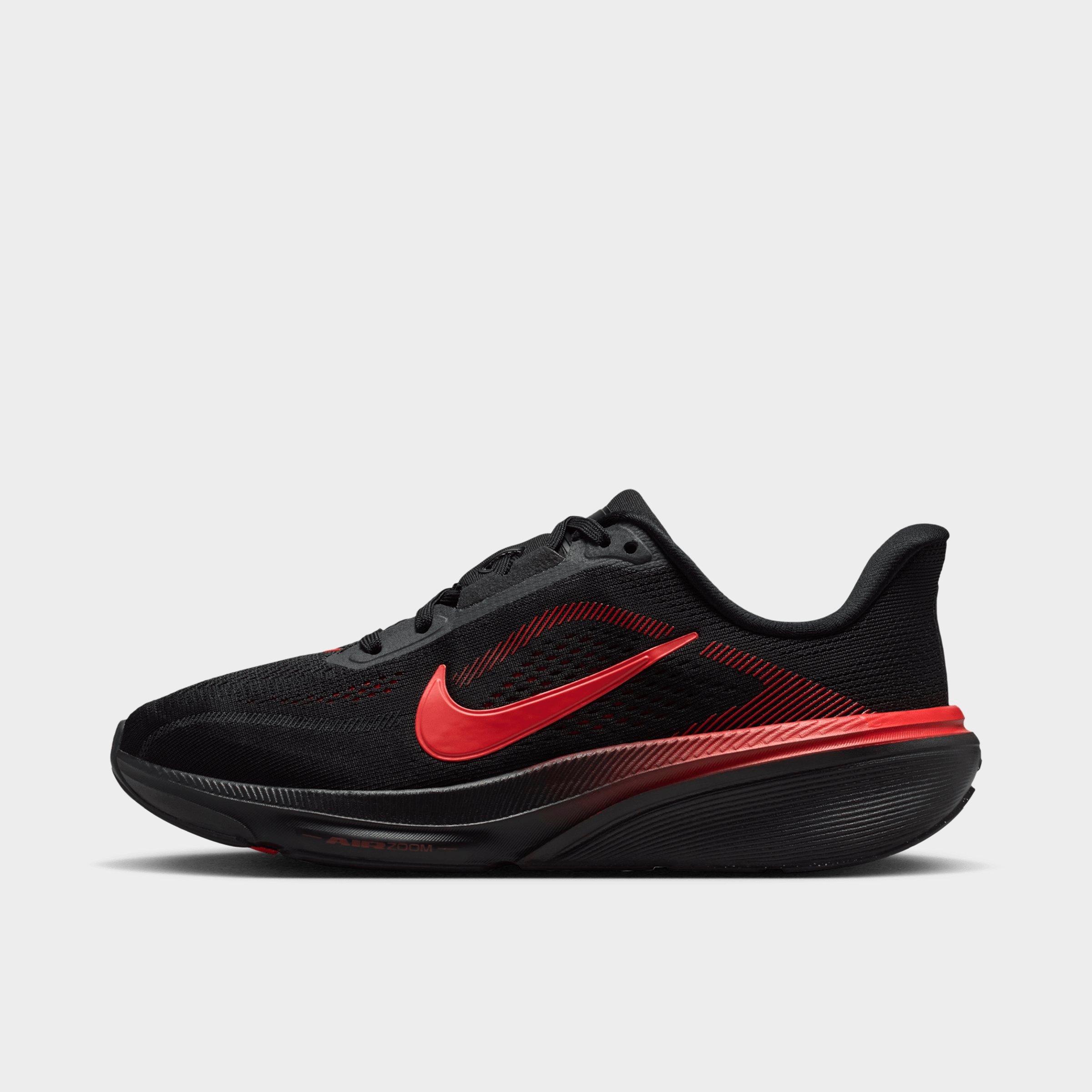 Big Kids' Nithtke Pegasus 42 Running Shoes - Black/University Red/Wolf Grey/Bright Crimson - Left shoe facing left. Outside of the shoe.