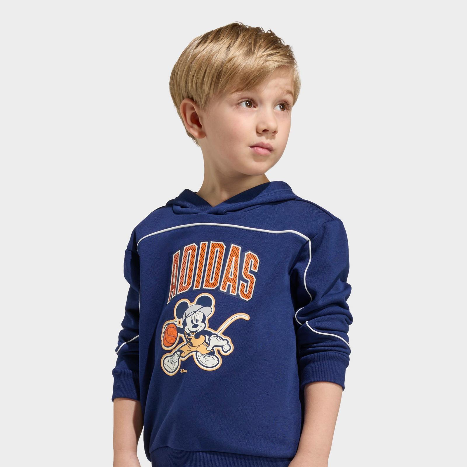 Kids' Toddler and Little Kids' adidas x Disney Mickey Mouse Pullover Hoodie - Dark Blue/Pure Orange/Off White - view 4