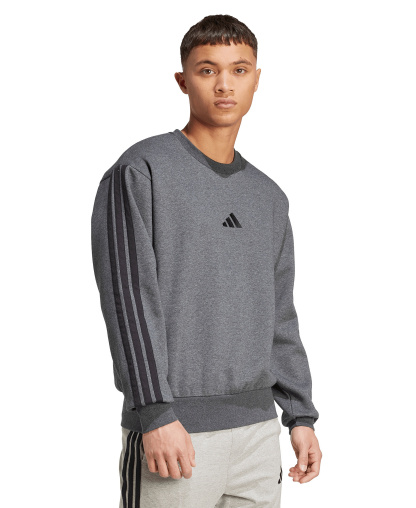 adidas Men's Essentials 3-Stripes Fleece Sweatshirt - Dark Gray Heather