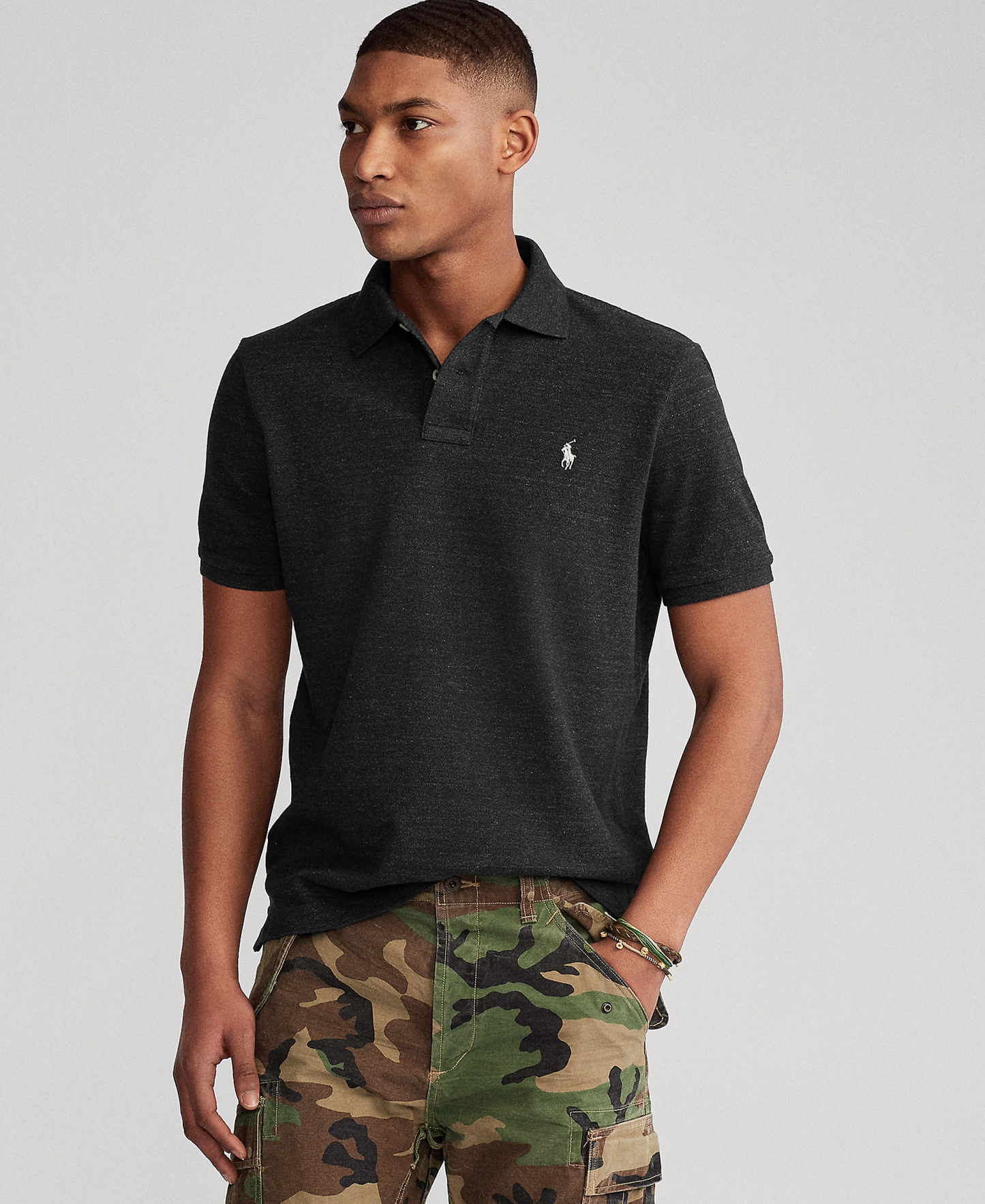 Polo Ralph Lauren Men's Classic-Fit Mesh Polo Shirt - Black Marl Heather