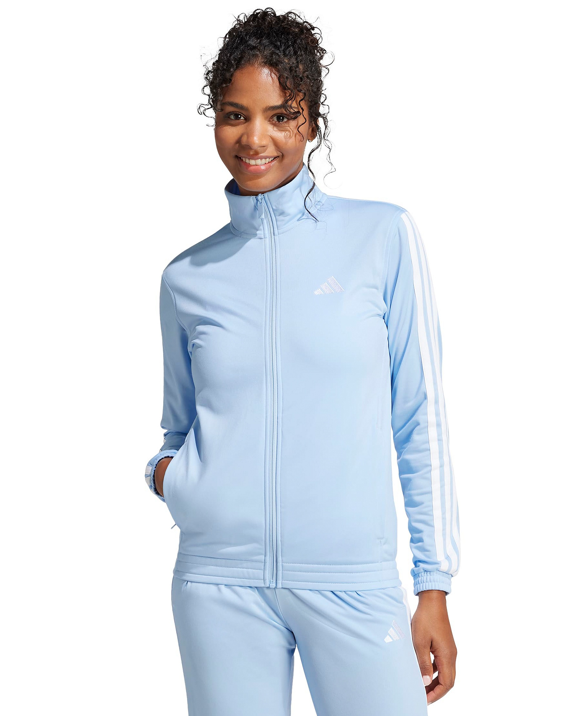 adidas Women's Tricot 3-Stripes Track Jacket - Glow Blue/white