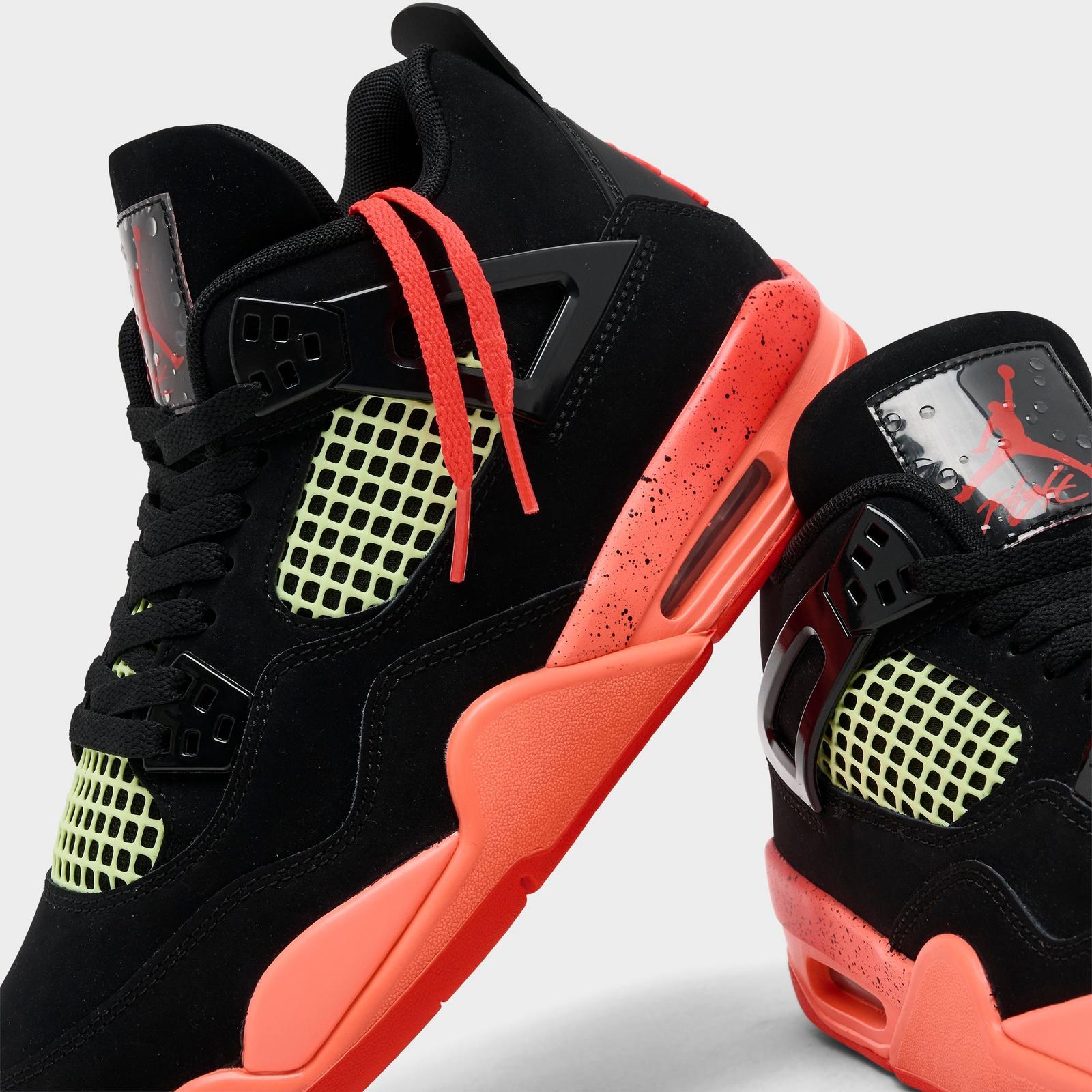 Big Kids' Air Jordan Retro 4 Basketball Shoes - Black/Infrared 23/Bright Mango - view 3