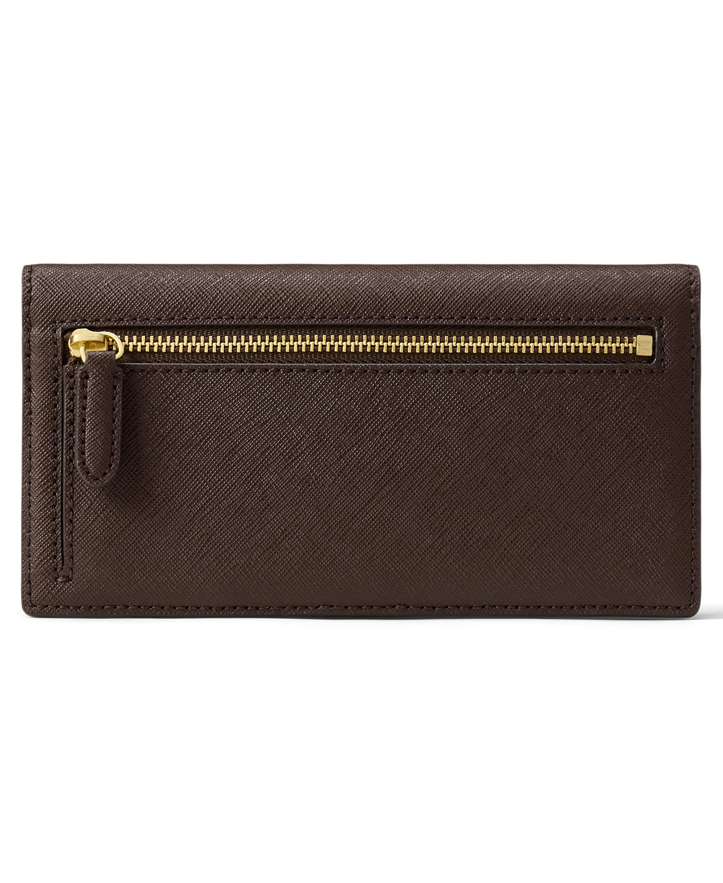 Lauren Ralph Lauren Crosshatch Leather Slim Snap Closure Wallet - Chestnut Brown
