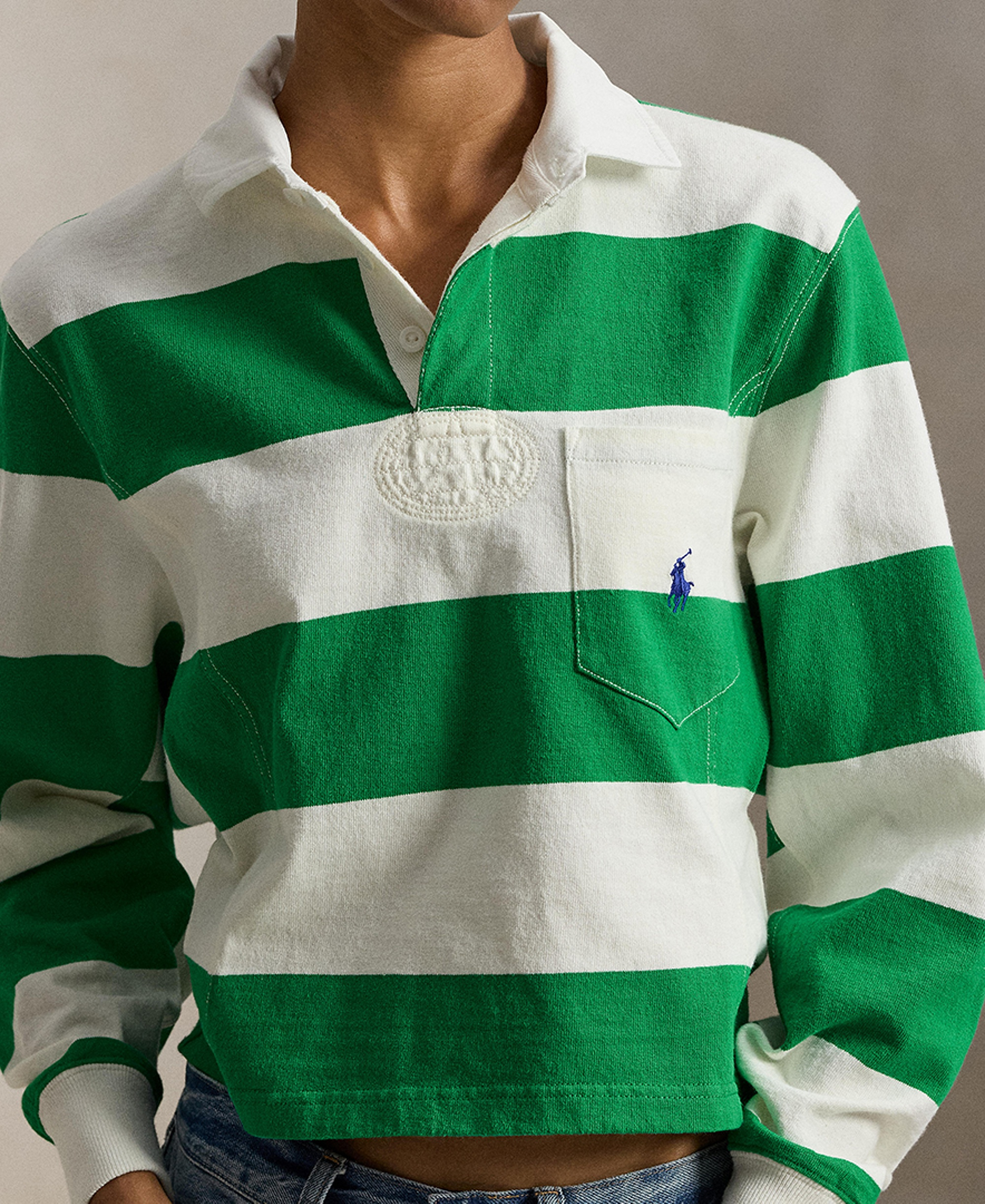 Polo Ralph Lauren Women's Wide Stripe Rugby Shirt - Green/White