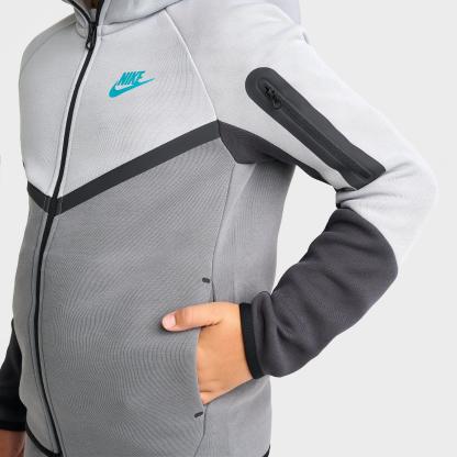 Big Kids' Nithtke Sportswear Tech Fleece Full-Zip Hoodie - Light Smoke Grey/Smoke Grey/Anthracite/Black
