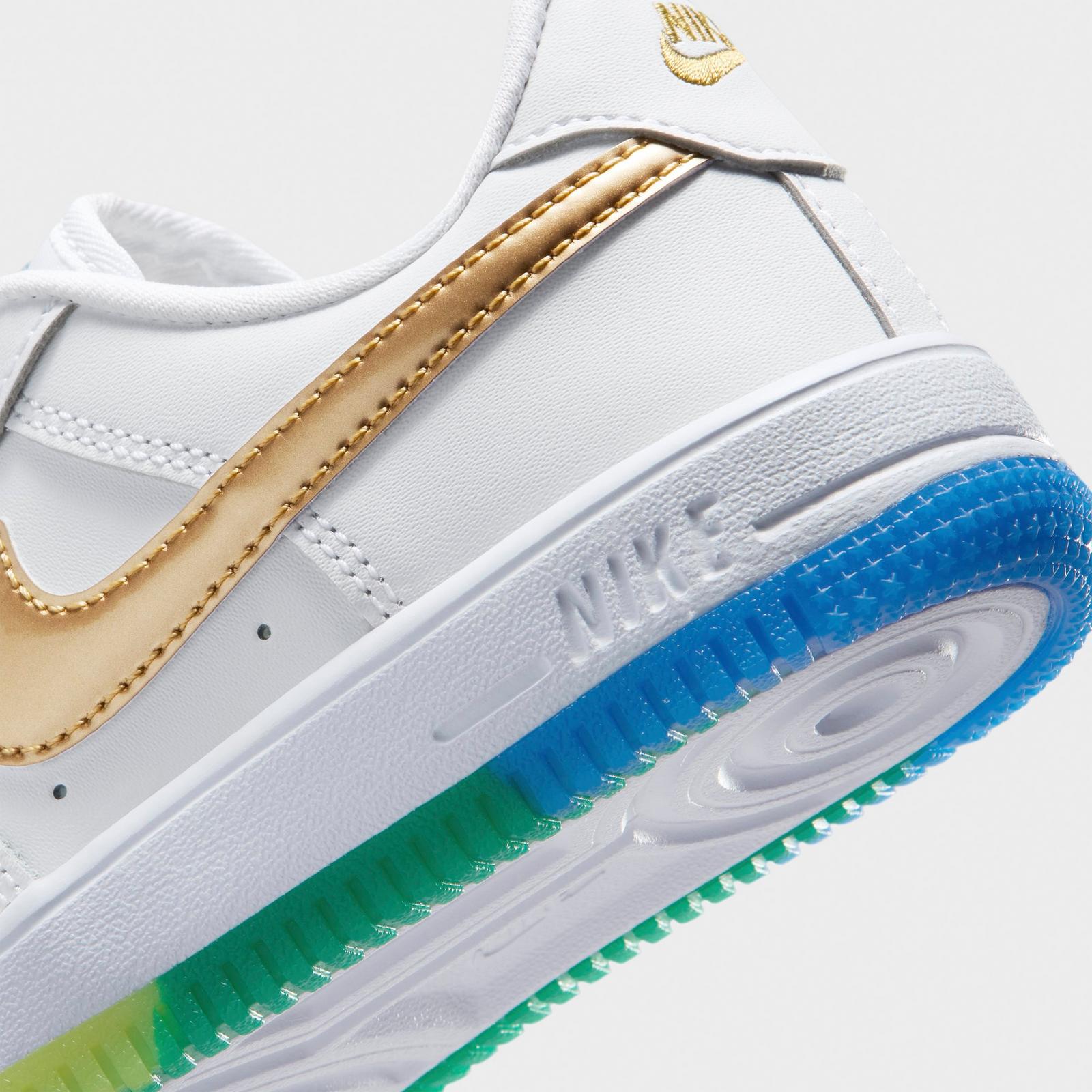 Little Kids' Nike Force 1 Low Casual Shoes - White/Soar/Sonic Yellow/Metallic Gold