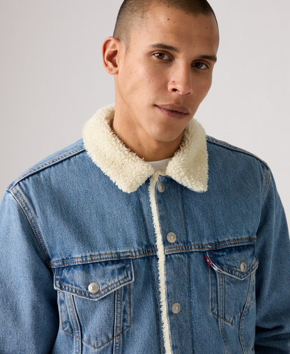 Levi's Men's Regular Fit Sherpa Denim Trucker Jacket - Lite Stonewash