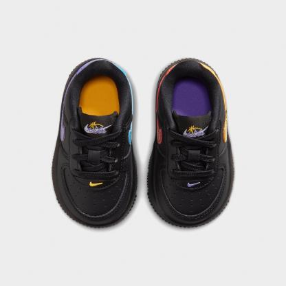 Infant and Kids' Toddler Nithtke Force 1 Low Casual Shoes - Part 1 - Black/Laser Orange/Picante Red/Action Grape - Top view