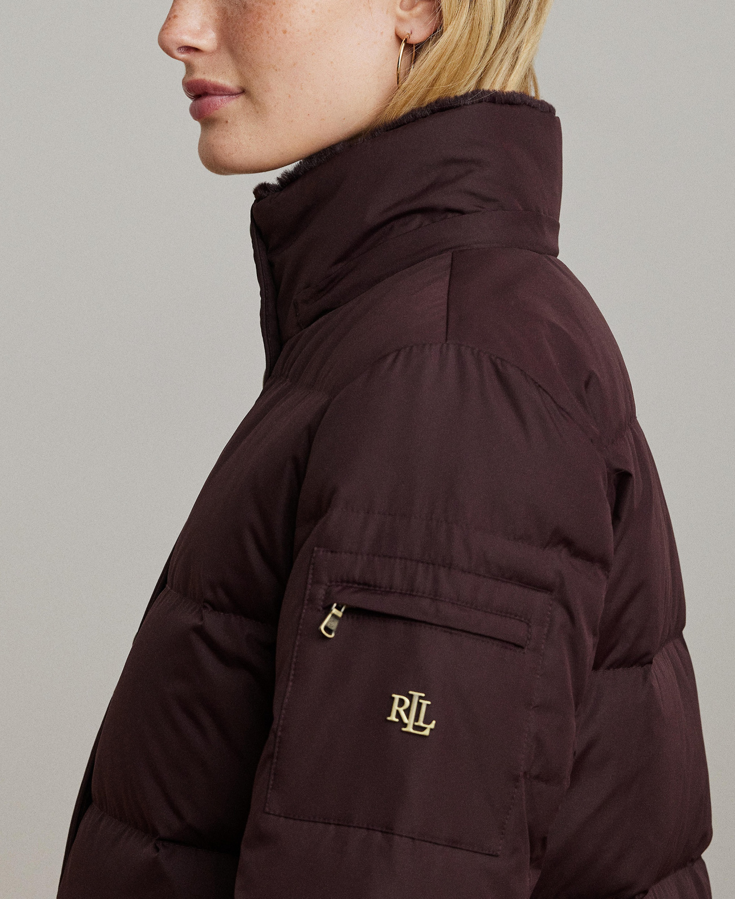 Lauren Ralph Lauren Women's Faux-Fur Hooded Puffer Coat - Pinot Noir