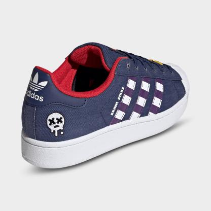 Big Kids' adidas Originals Superstar II Casual Shoes - Dark Blue/Violet/Cloud White - Back view