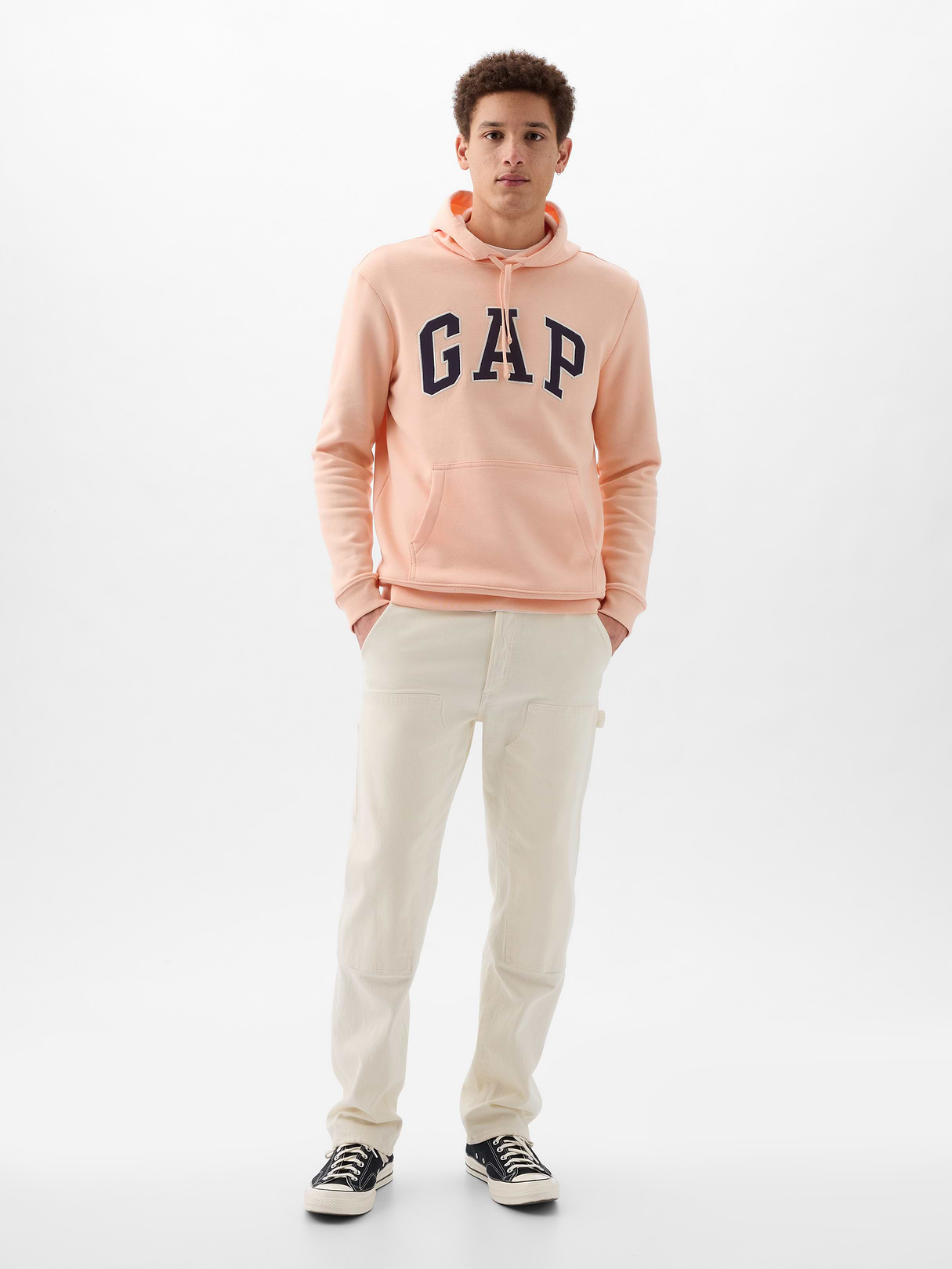 Adult VintageSoft Arch Logo Hoodie - peach parfait