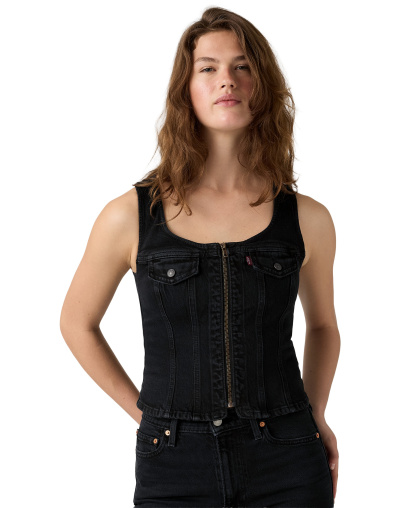 Levi's Premium Women's Vintage-Like Front-Zip Vest - Slight Night Str No Dp