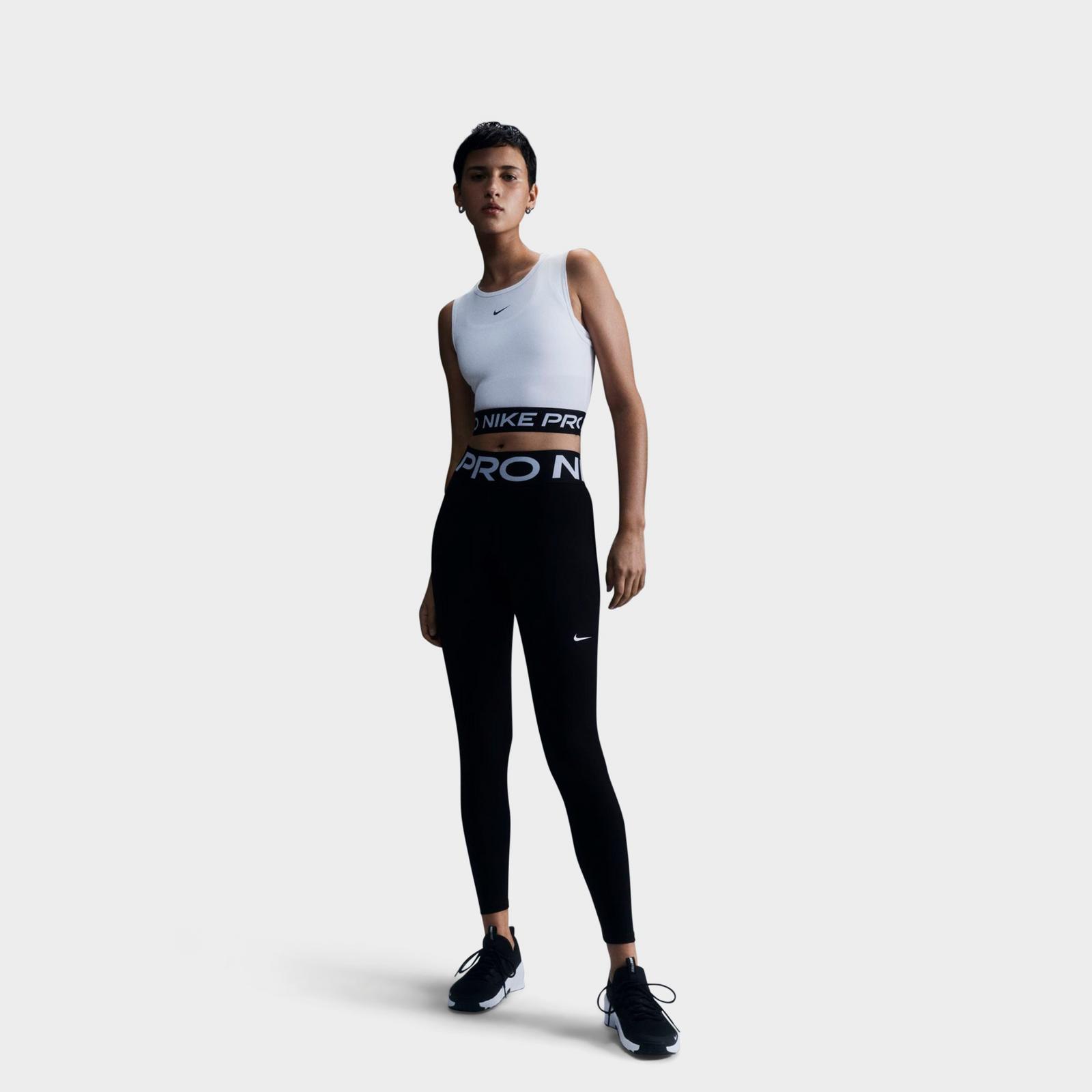 Women's Nike Pro Dri-FIT Crop Tank - White/Black
