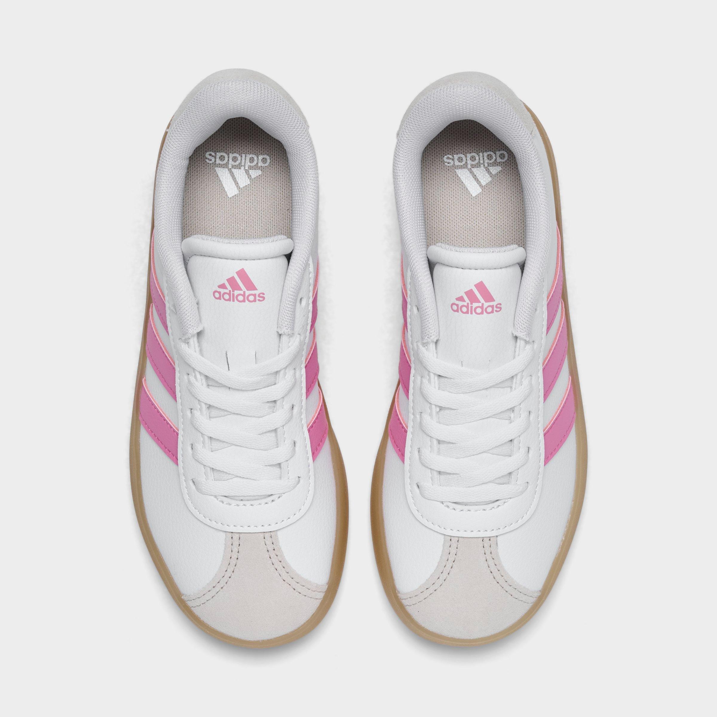 Little Kids' adidas VL Court 3.0 Casual Shoes - Cloud White/Bliss Pink/Alumina - Top view