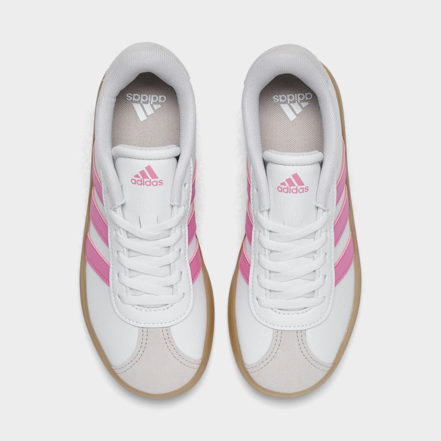 Little Kids' adidas VL Court 3.0 Casual Shoes - Cloud White/Bliss Pink/Alumina - Top view