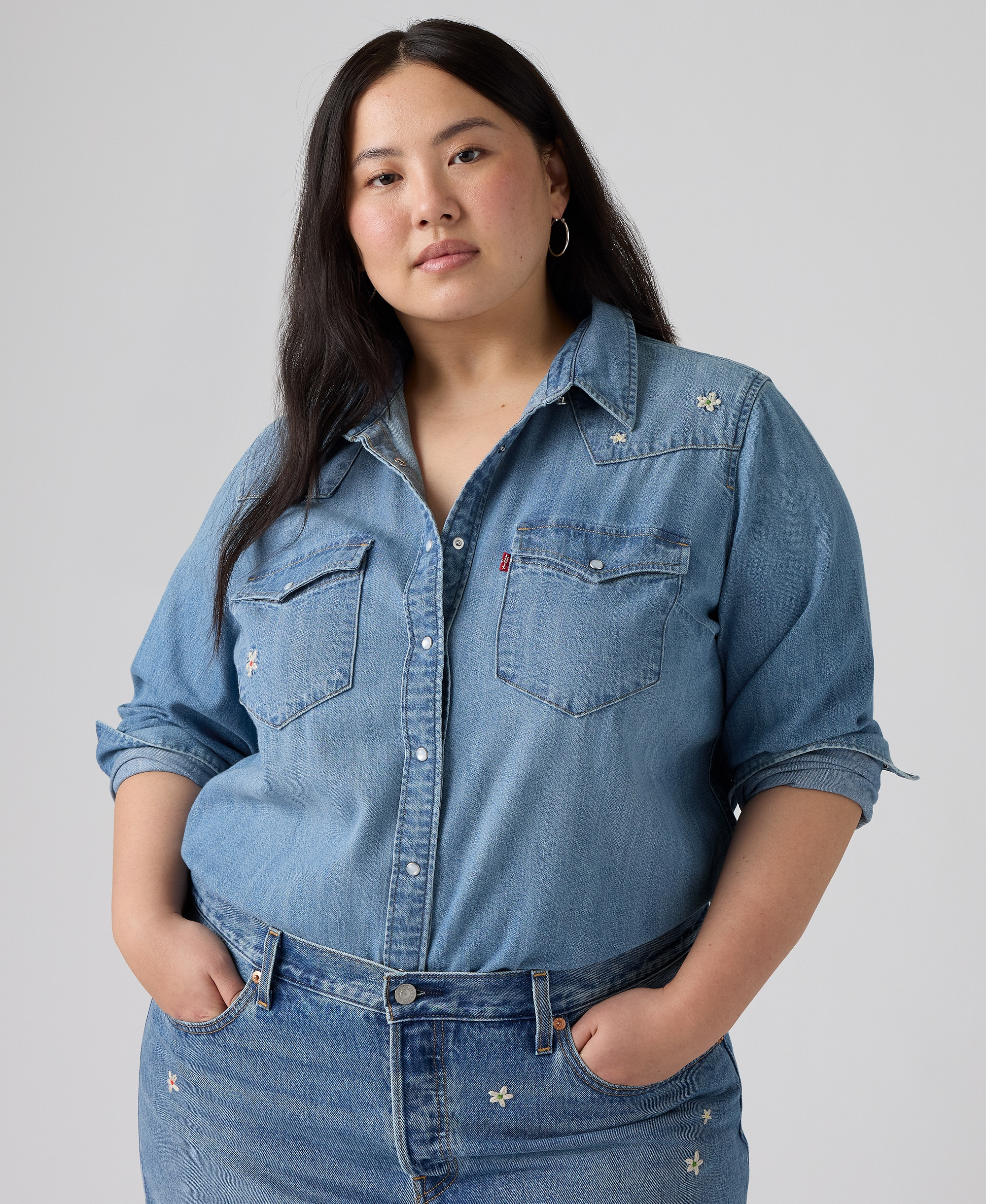 Levi's Trendy Plus Size Essential Western Cotton Shirt - Bee In The Bonnet Western