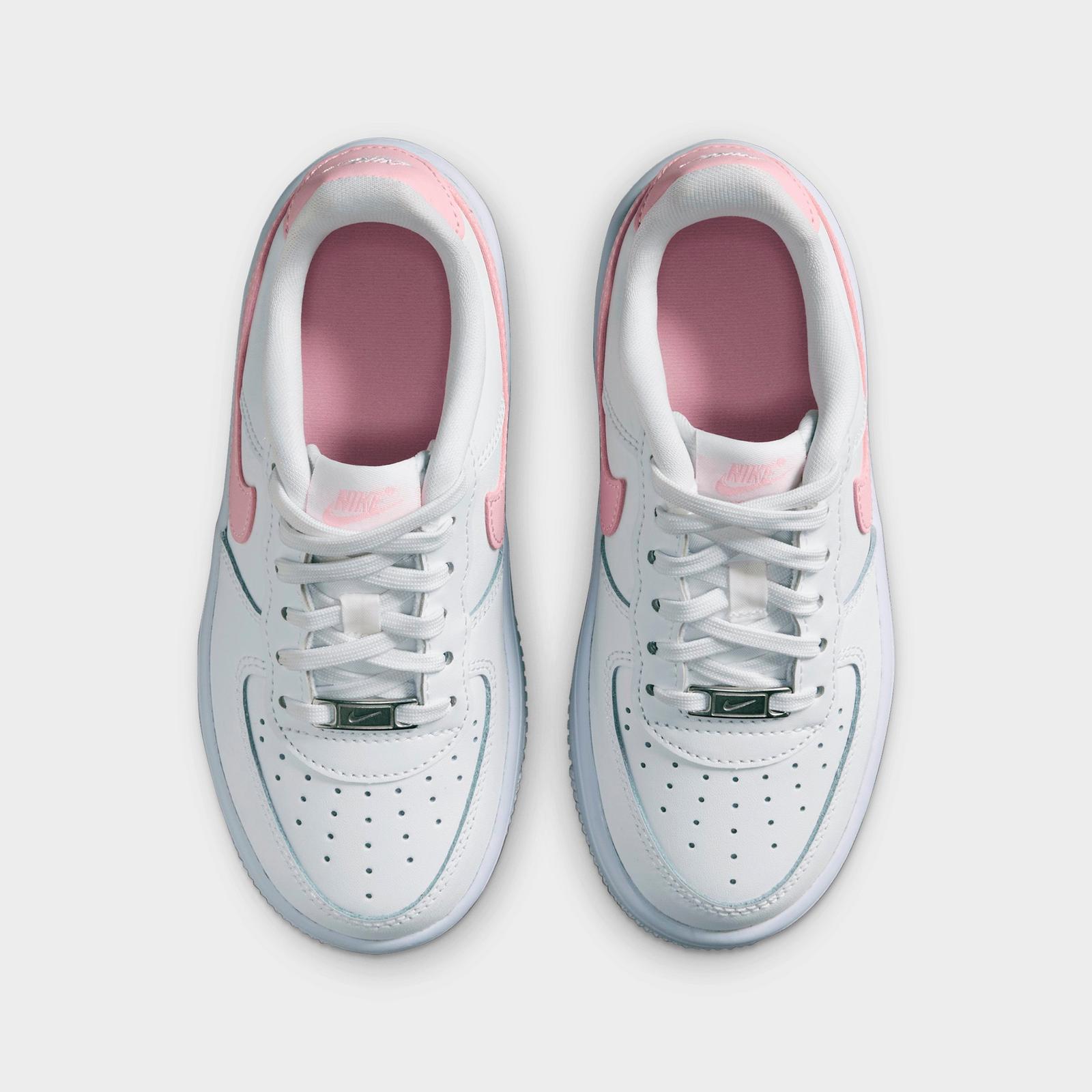 Little Kids' Nike Force 1 Casual Shoes - White/White/Medium Soft Pink