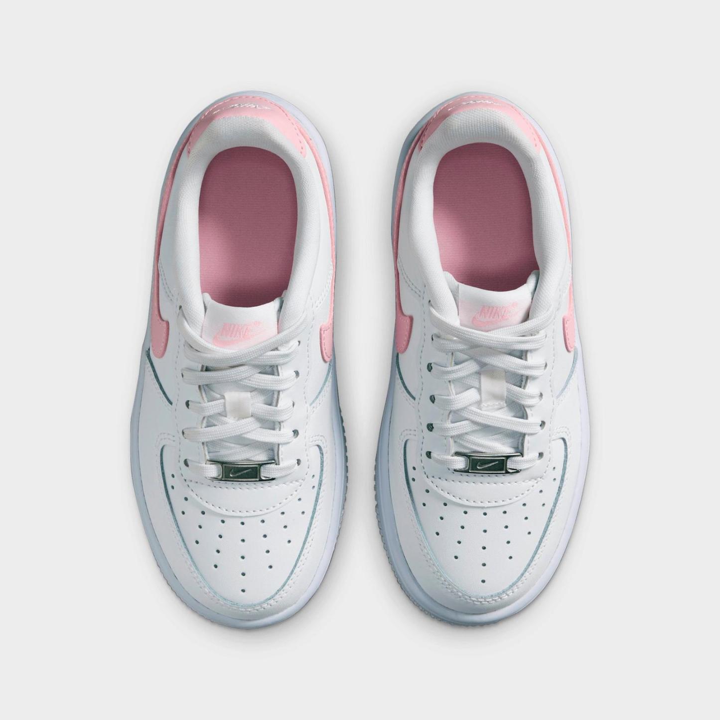 Little Kids' Nike Force 1 Casual Shoes - White/White/Medium Soft Pink