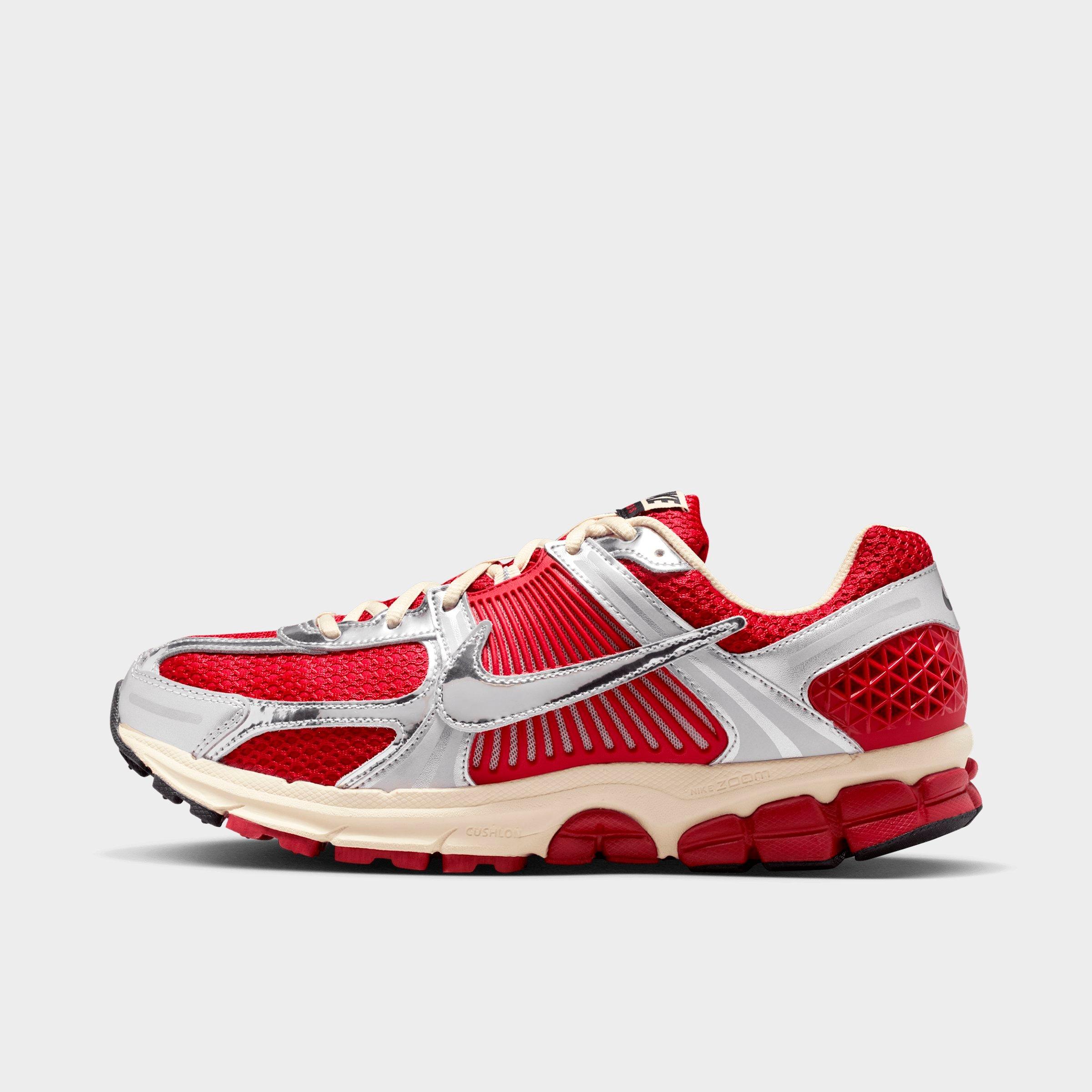 Men's Nithtke Zoom Vomero 5 Casual Shoes - Part 1 - Gym Red/Metallic Silver/Coconut Milk/Chrome - Left shoe facing left. Outside of the shoe.