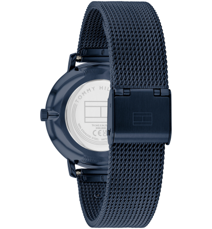 Tommy Hilfiger Women's Quartz Ionic Plated Blue Stainless Steel and Gold-Tone Steel Mesh Bracelet Watch 35mm - Blue