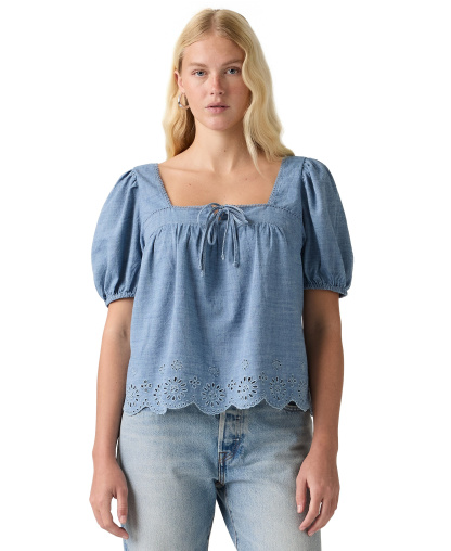 Levi's Premium Women's Darling Short-Sleeve Cutwork Blouse - Breezy Blues