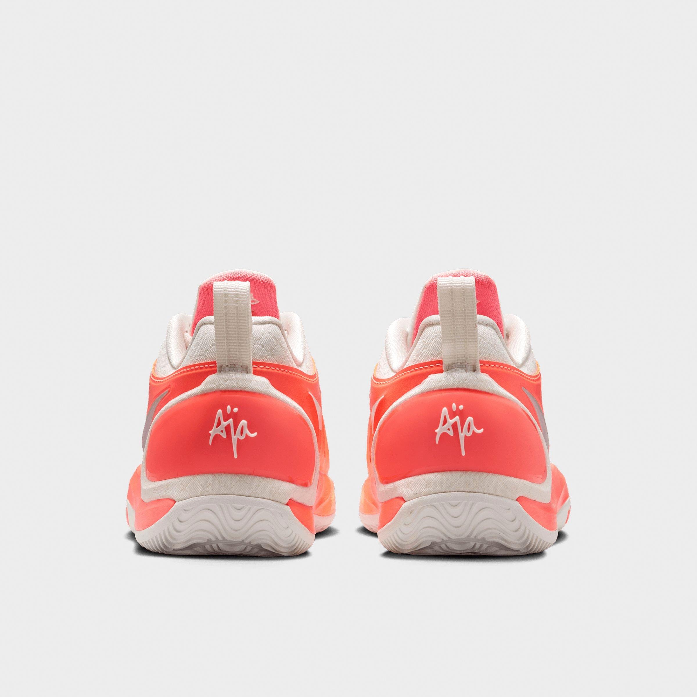Girls' Big Kids' Nithtke A'Two A'ja Wilson Basketball Shoes - Orange Pulse/Sail/Hot Lava/Metallic Silver - Back view