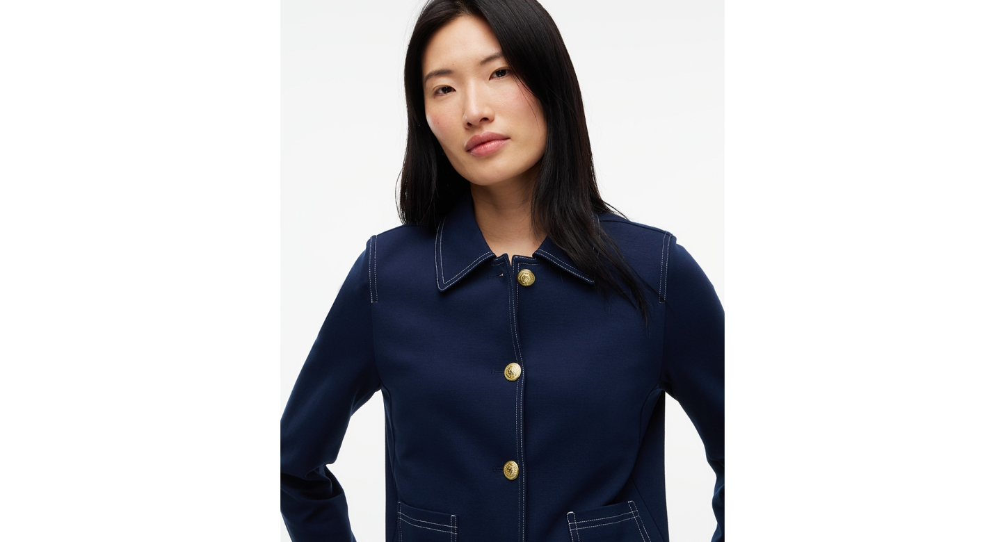 Tommy Hilfiger Women's Ponte-Knit Top Stitch Detail Jacket - Dark Blue