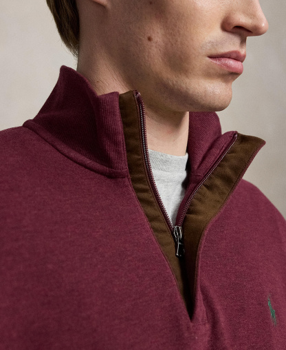 Polo Ralph Lauren Men's Luxury Jersey Quarter-Zip Pullover Sweater - Spring Wine Heather