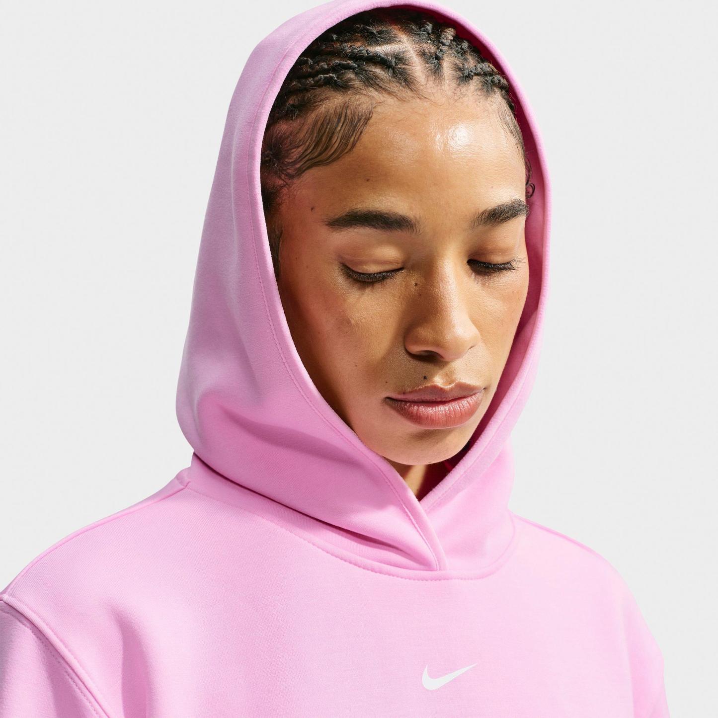 Women's Nithtke Studio Fleece Sport Dri-FIT Pullover Hoodie - Pink Rise/White