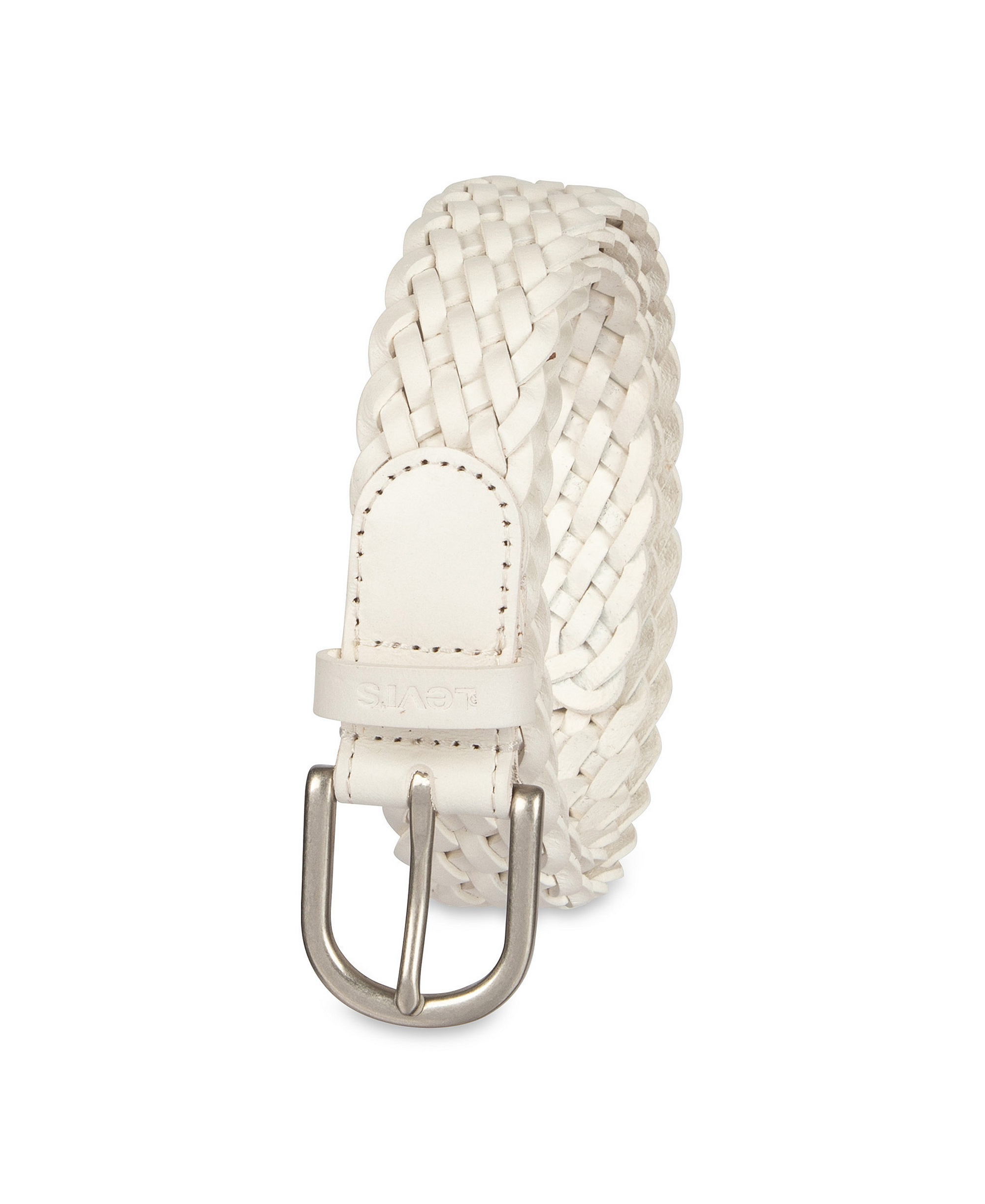 Levi's Women's Fully Adjustable Leather Braided Belt - White