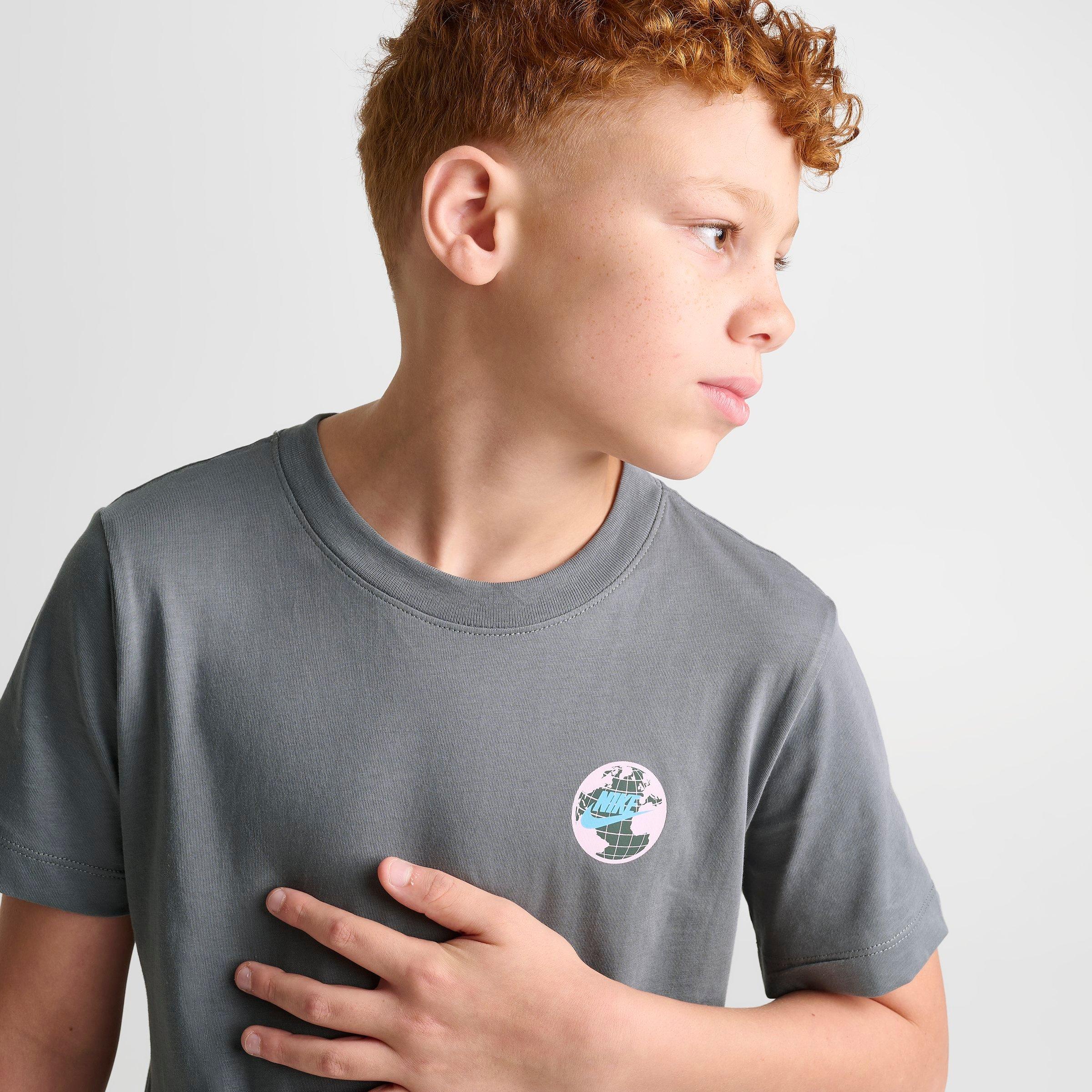 Big Kids' Nithtke Sportswear World T-Shirt - Smoke Grey