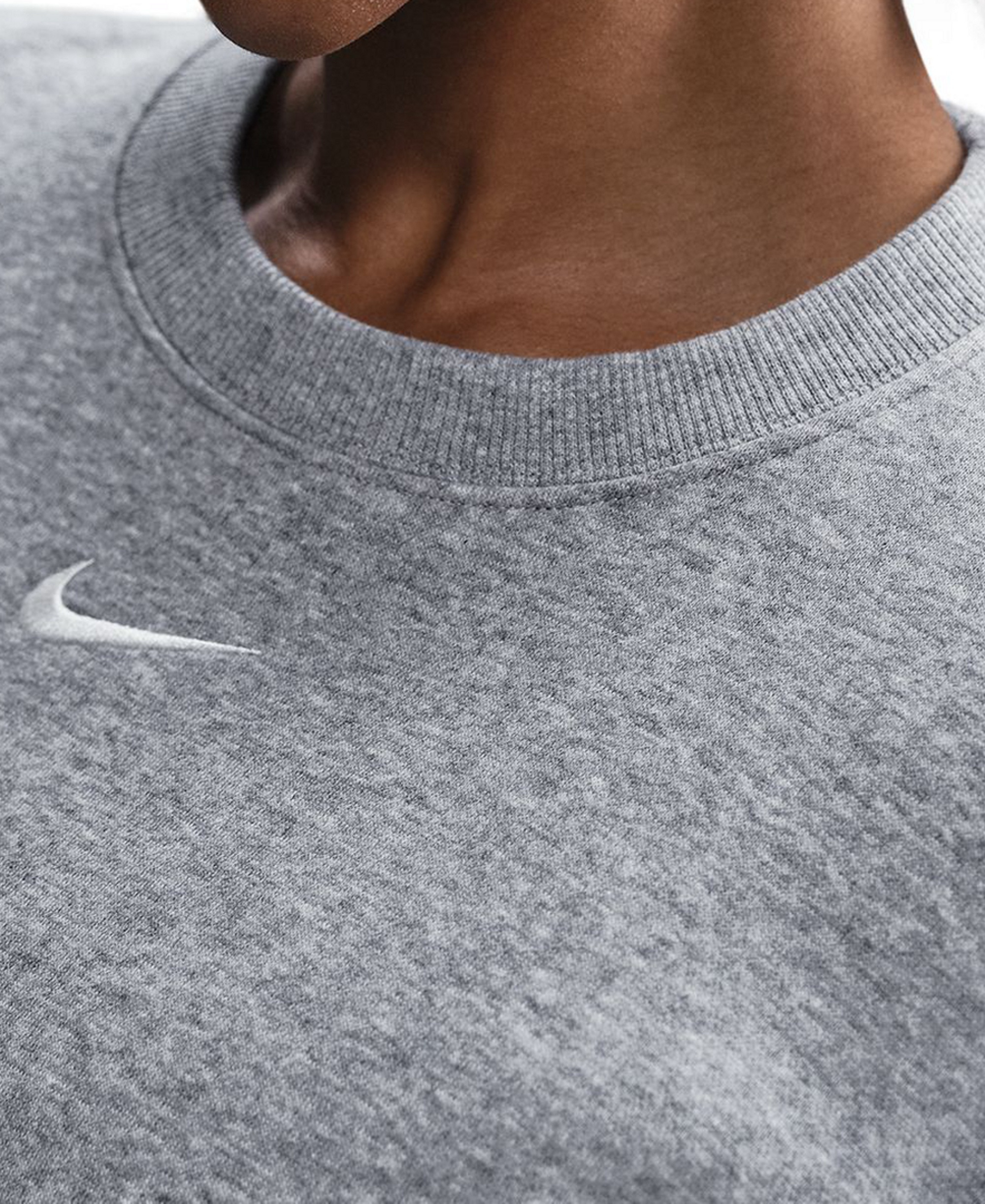 Nike Women's Sportswear Phoenix Fleece Oversized Crew Neck Sweatshirt - Dark Grey Heather/Sail
