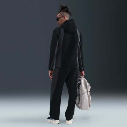 Nike Tech Men's Colour-Block Open-Hem Fleece Trousers - Black/Anthracite/Black