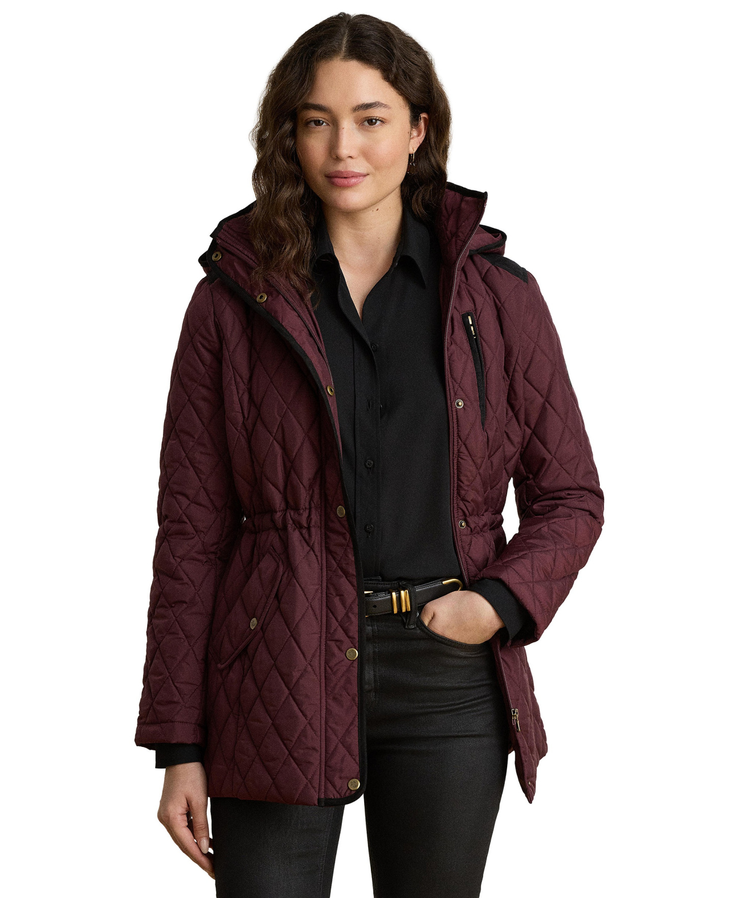 Lauren Ralph Lauren Women's Hooded Anorak Quilted Coat, Created for Macy's - Dark Garnet