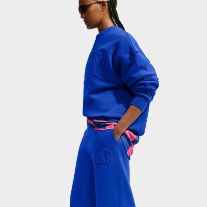 Women's Nithtke Studio Fleece Medium Weight "Graphic Pack" Embossed Mid-Rise Wide-Leg Pants - Old Royal/Old Royal