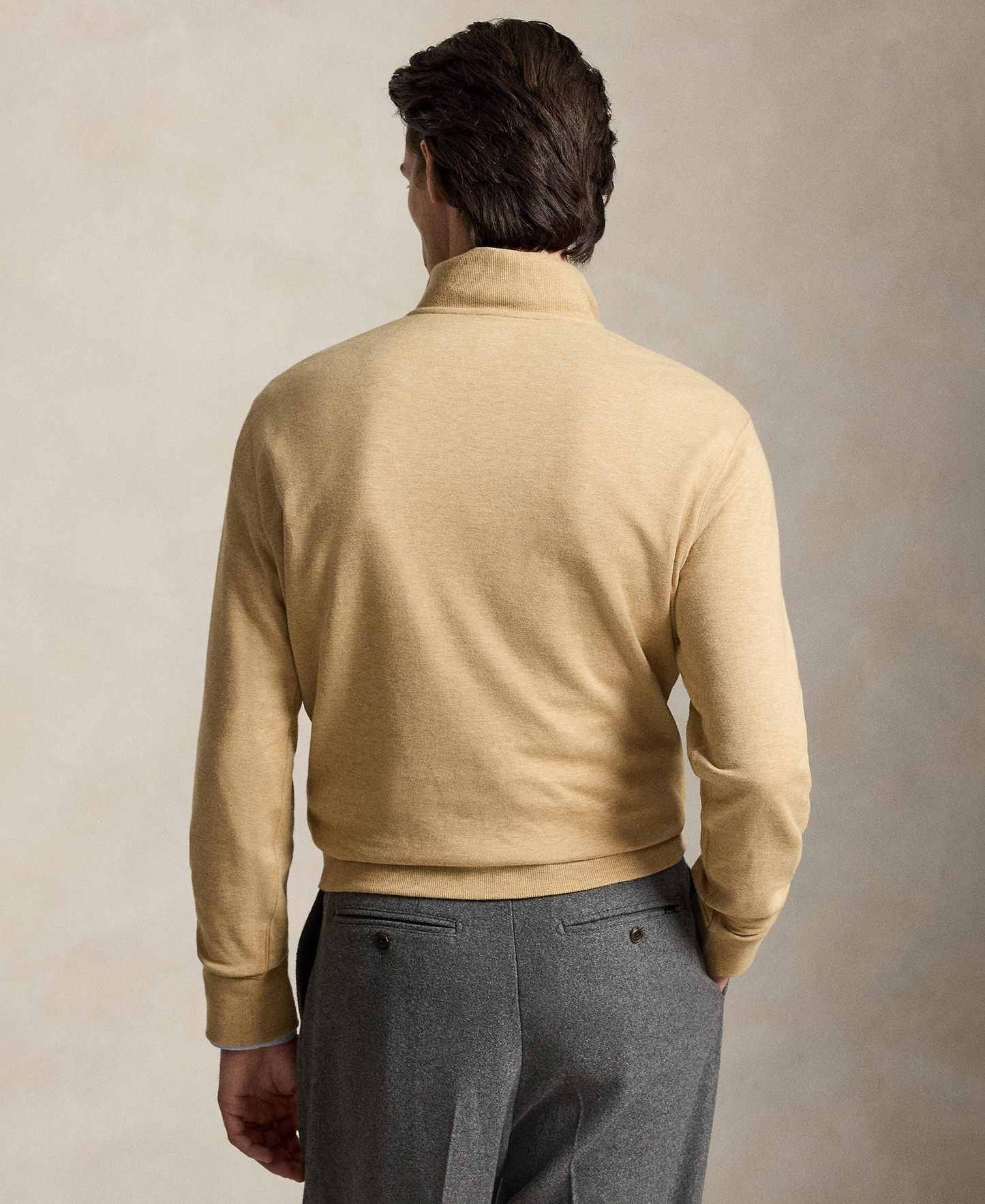 Polo Ralph Lauren Men's Luxury Jersey Quarter-Zip Pullover Sweater - Camel